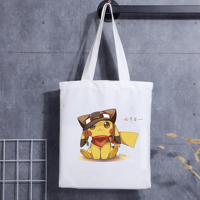 Bolsa de lona con estampado personalizado, bolsa de hombro con estampado de letras de dibujos animados, bolsa de lona de algodón para compras
