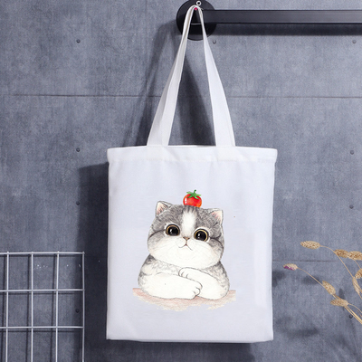 Bolso de encargo Cat Face Blank Shoulder Canvas Tote Bag With Logo Handbag del regalo del perro