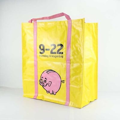 El polipropileno manejado que cose bolsos reutilizables amarillea 105Gsm laminó