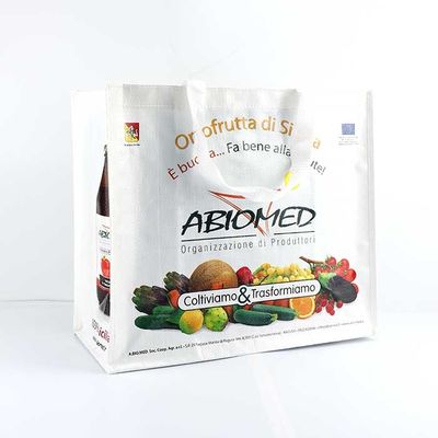 Bolsos tejidos polipropileno del ultramarinos blancos con la impresión de pantalla de seda 145Gsm