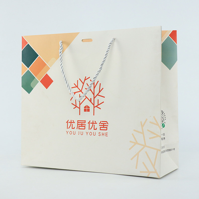 Las compras del boutique visten a Logo Paper Bag Printed White de encargo con la manija de la cinta