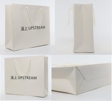 El arte de encargo de ISO9001 Logo Paper Bags White Paper empaqueta con la impresión del fotograbado de las manijas
