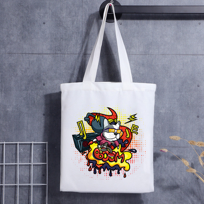 Bolsa de asas de lona de algodón con impresión de logotipo personalizado reutilizable Bolsa de lona personalizada reutilizable
