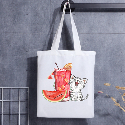 Bolso de encargo Cat Face Blank Shoulder Canvas Tote Bag With Logo Handbag del regalo del perro