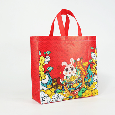 Bolsos no tejidos del Año Nuevo del regalo con los bolsos impresos de Logo Reusable Tote Cartoon Shopping