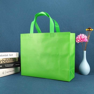 Las compras no tejidas promocionales amistosas de Eco empaquetan el bolso no tejido del zapato del verde 50gsm