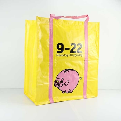El polipropileno manejado que cose bolsos reutilizables amarillea 105Gsm laminó
