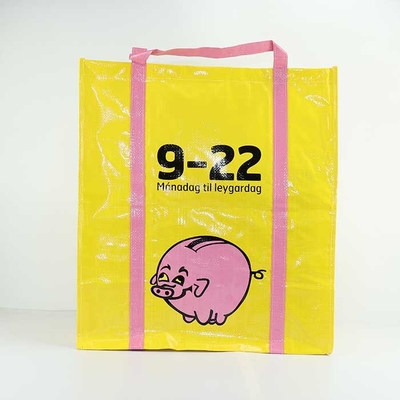 El polipropileno manejado que cose bolsos reutilizables amarillea 105Gsm laminó