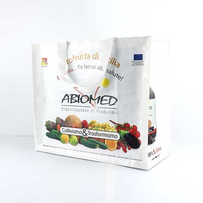 Bolsos tejidos polipropileno del ultramarinos blancos con la impresión de pantalla de seda 145Gsm