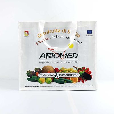 Bolsos tejidos polipropileno del ultramarinos blancos con la impresión de pantalla de seda 145Gsm