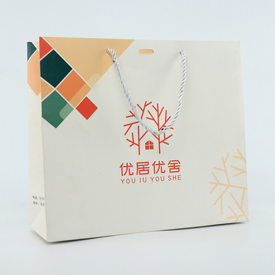 Las compras del boutique visten a Logo Paper Bag Printed White de encargo con la manija de la cinta