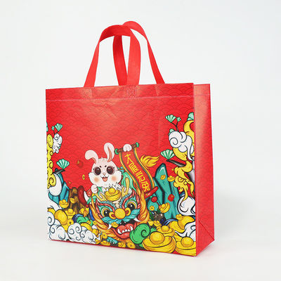 Bolsos no tejidos del Año Nuevo del regalo con los bolsos impresos de Logo Reusable Tote Cartoon Shopping